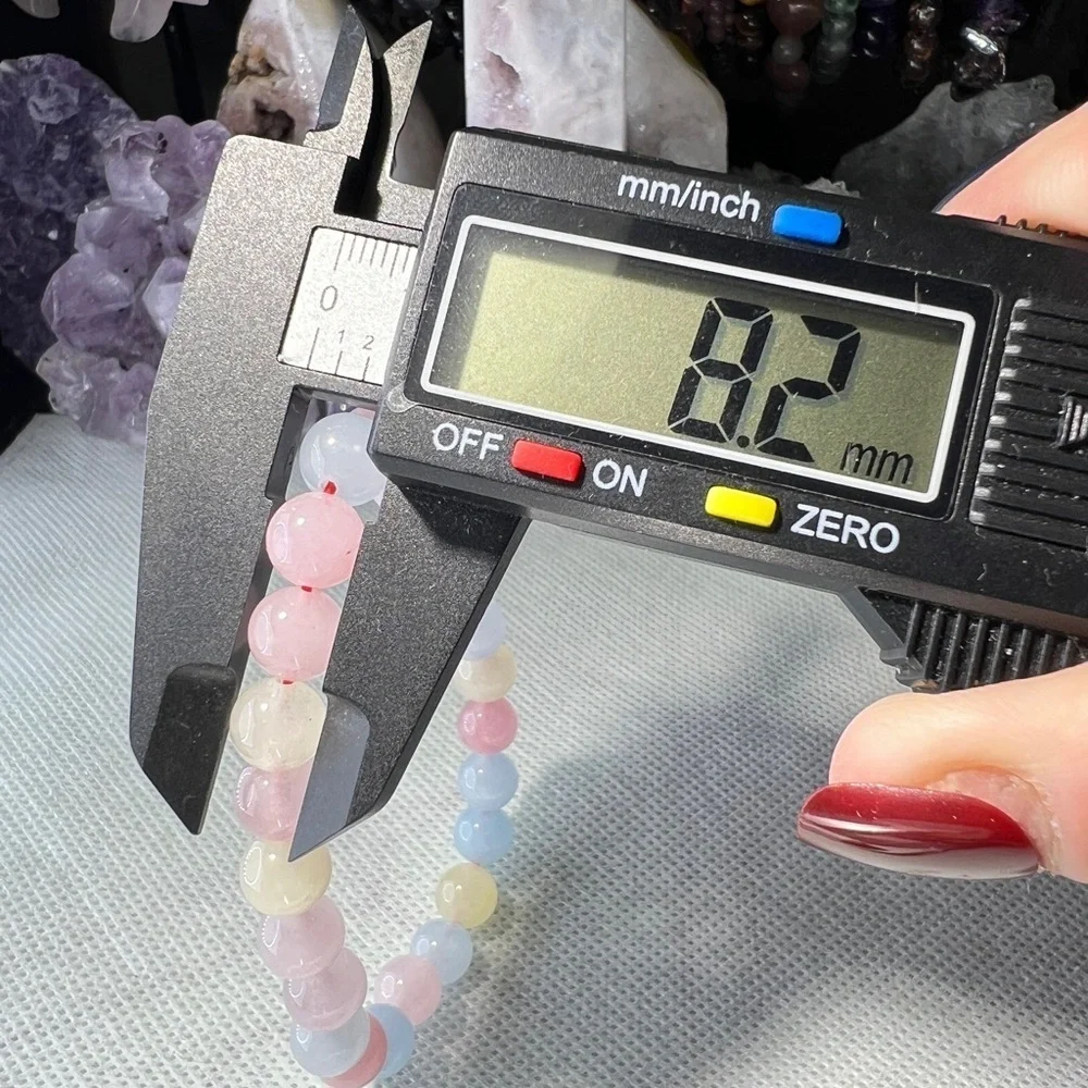 8MM Morganite Multicolor Beaded Bracelet 6.5